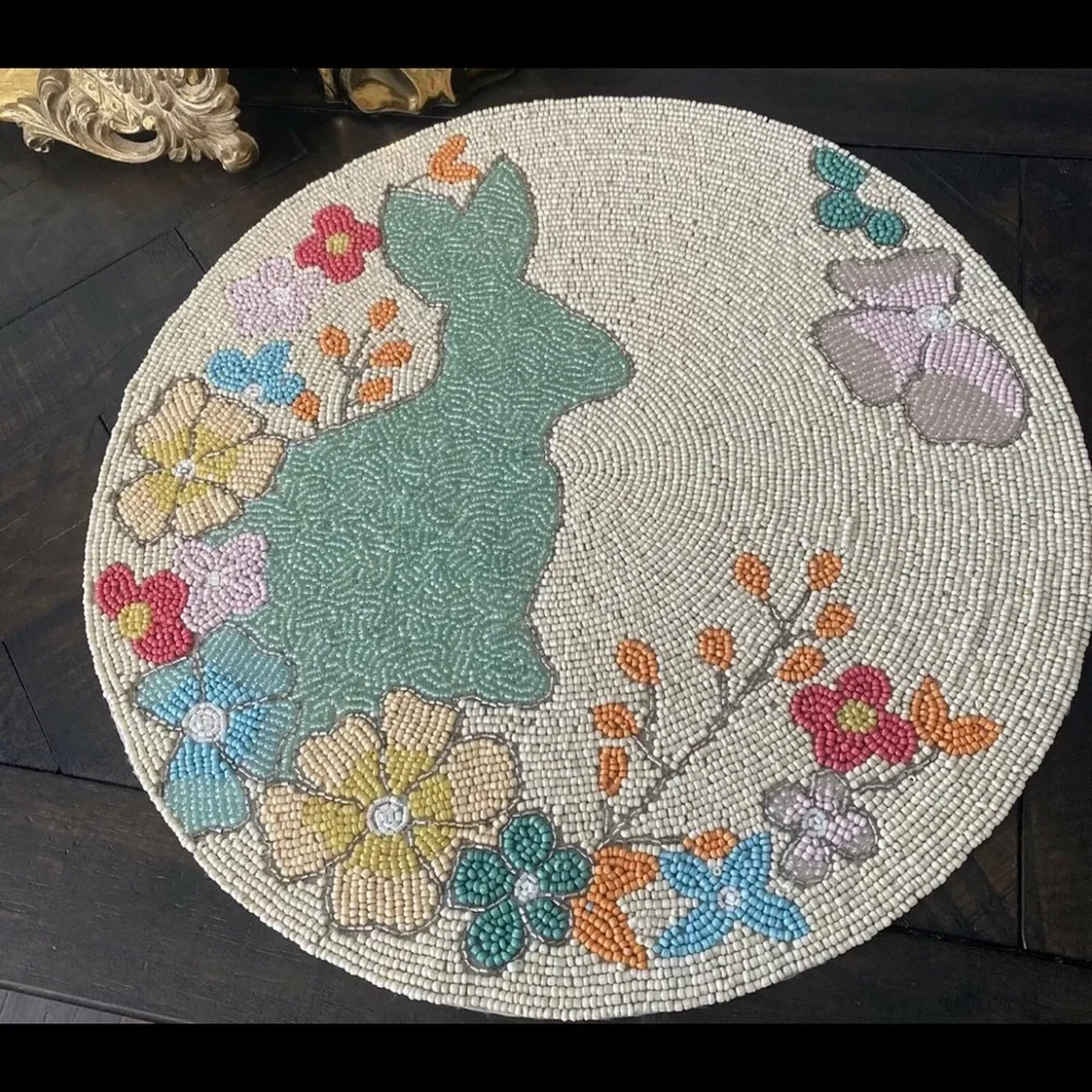 Rachel Zoe Easter Bunny Floral Spring Beaded Charger Placemat